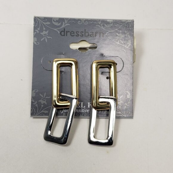 Elegant Gold and Silver Geometric Earrings - Picture 5 of 7